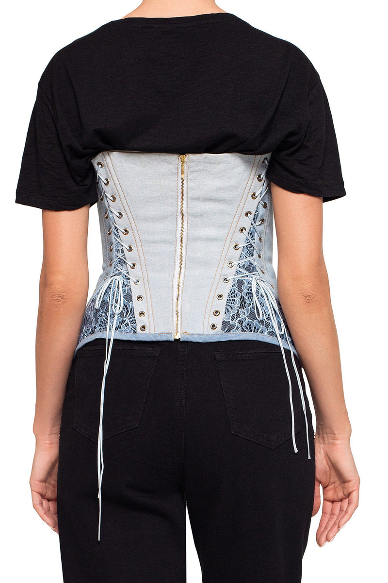 Jemma Lace Up Denim Corset