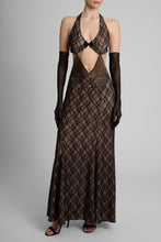 Load image into Gallery viewer, Long lace dress with crystal decoration
