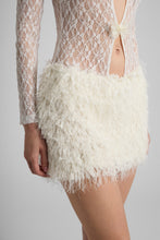 Load image into Gallery viewer, Lace mini dress with fur skirt