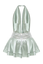 Load image into Gallery viewer, Lace mini dress with crystal belt