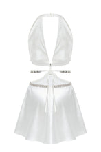 Load image into Gallery viewer, Satin mini dress with crystal chains