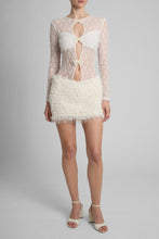 Load image into Gallery viewer, Lace mini dress with fur skirt