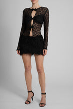 Load image into Gallery viewer, Mini lace dress with fur skirt