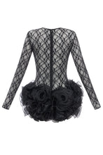 Load image into Gallery viewer, Lace dress with big roses skirt