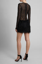 Load image into Gallery viewer, Mini lace dress with fur skirt