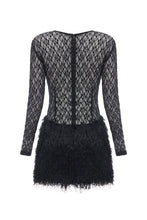 Load image into Gallery viewer, Mini lace dress with fur skirt