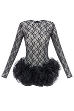 Load image into Gallery viewer, Lace dress with big roses skirt