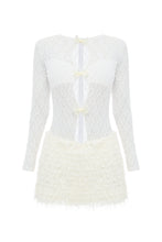 Load image into Gallery viewer, Lace mini dress with fur skirt