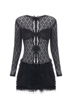 Load image into Gallery viewer, Mini lace dress with fur skirt