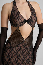 Load image into Gallery viewer, Long lace dress with crystal decoration