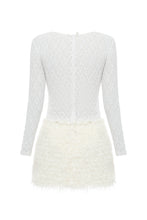 Load image into Gallery viewer, Lace mini dress with fur skirt