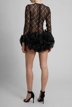 Load image into Gallery viewer, Lace dress with big roses skirt