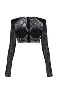 LACE TOP WITH SATIN EMBROIDERED BRA