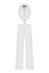 Jumpsuit with crystal hearts button