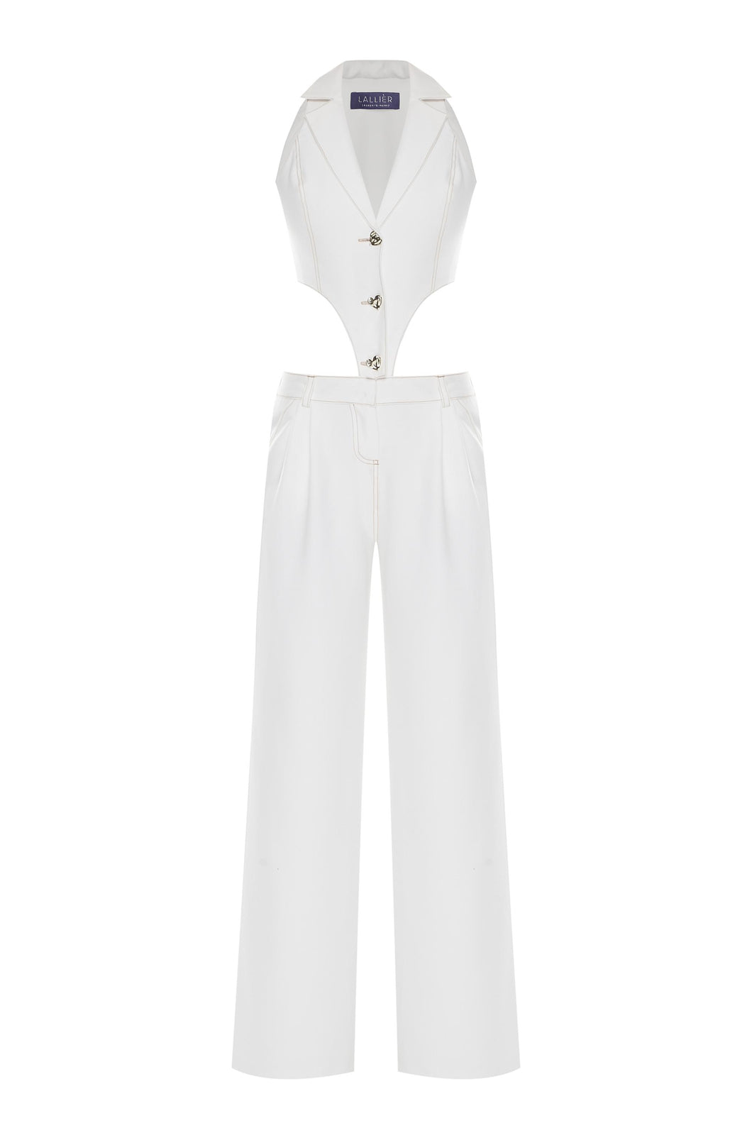 Jumpsuit with crystal hearts button