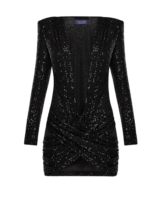 Mini sequins dress deep cut