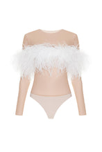 Load image into Gallery viewer, Nude body wear with feathers