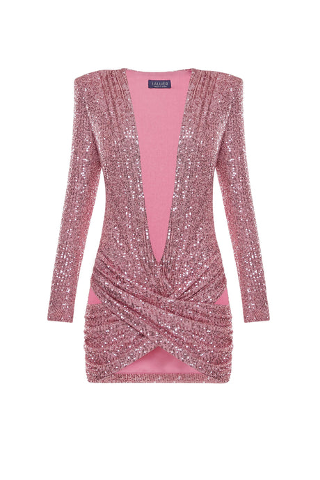 Mini sequins dress deep cut