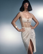 Load image into Gallery viewer, Midi sequins dress with embroidered corset