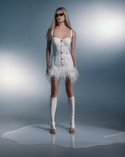 Load image into Gallery viewer, Mini denim dress with feathers