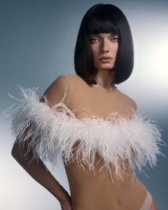 Nude body wear with feathers