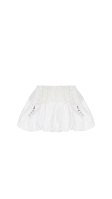 Mini skirt with lace suspender