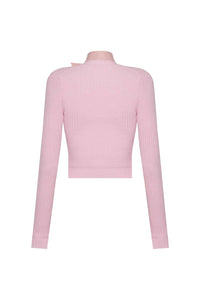 Knitted jumper with vegan leather choker