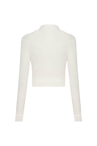 Knitted jumper with vegan leather choker
