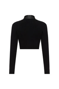 Knitted jumper with vegan leather choker