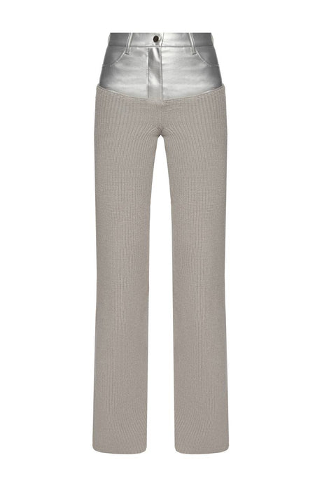 Knitted pants with vegan leather