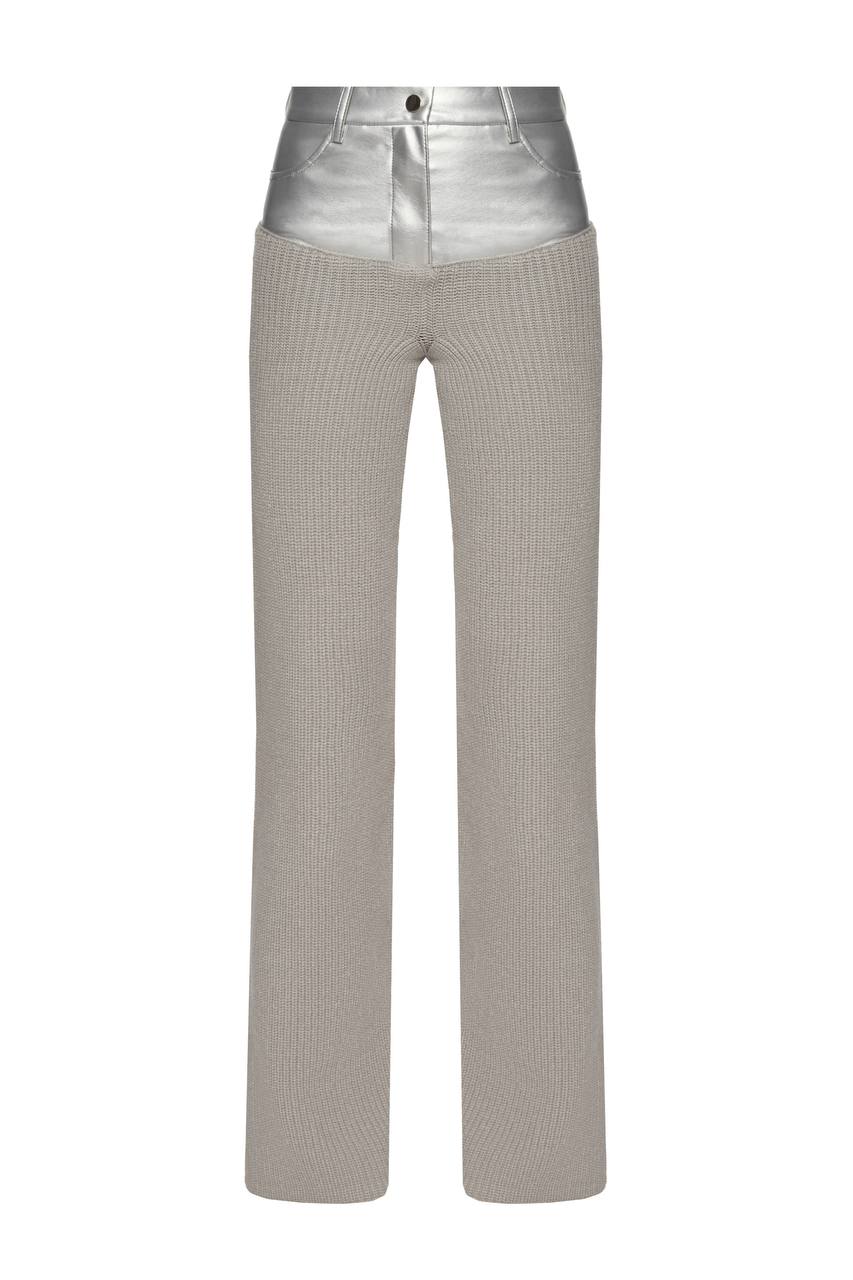 Knitted pants with vegan leather