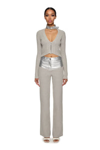 Knitted pants with vegan leather