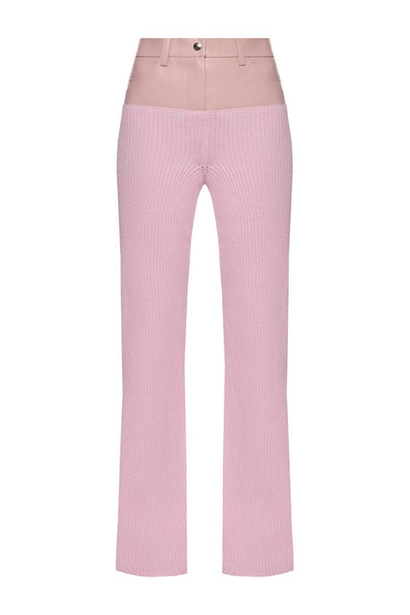 Knitted pants with vegan leather choker