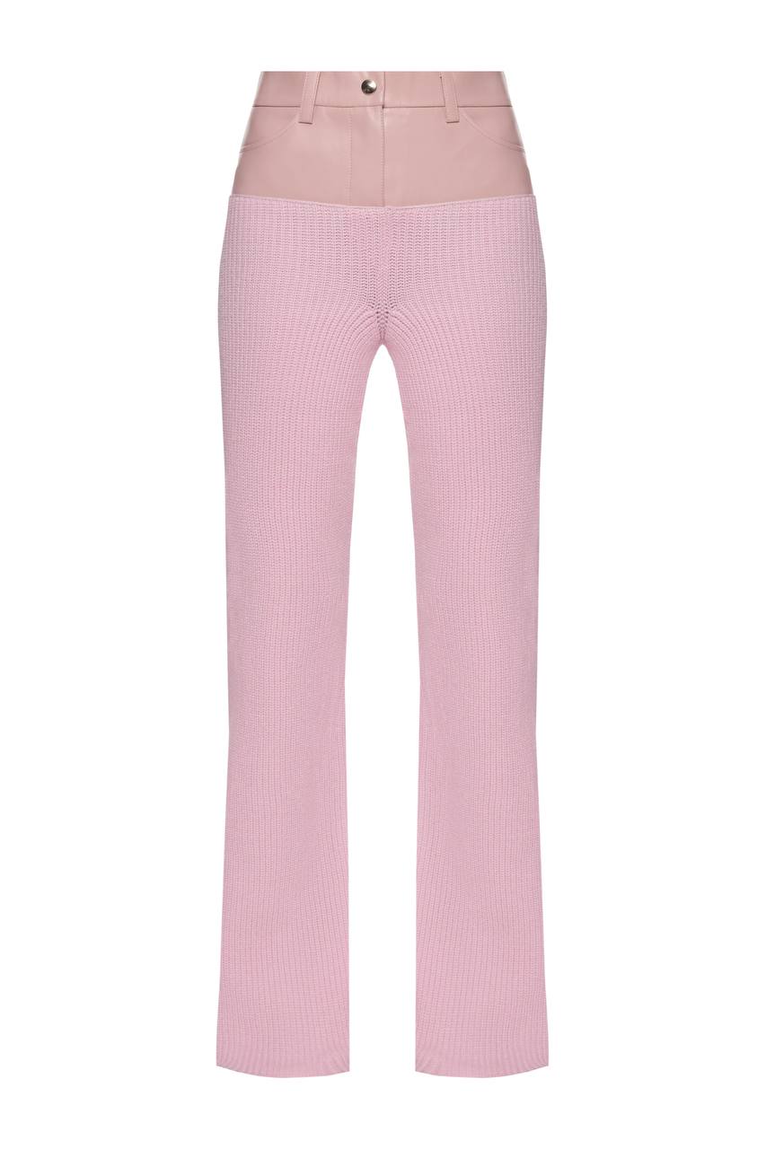 Knitted pants with vegan leather choker