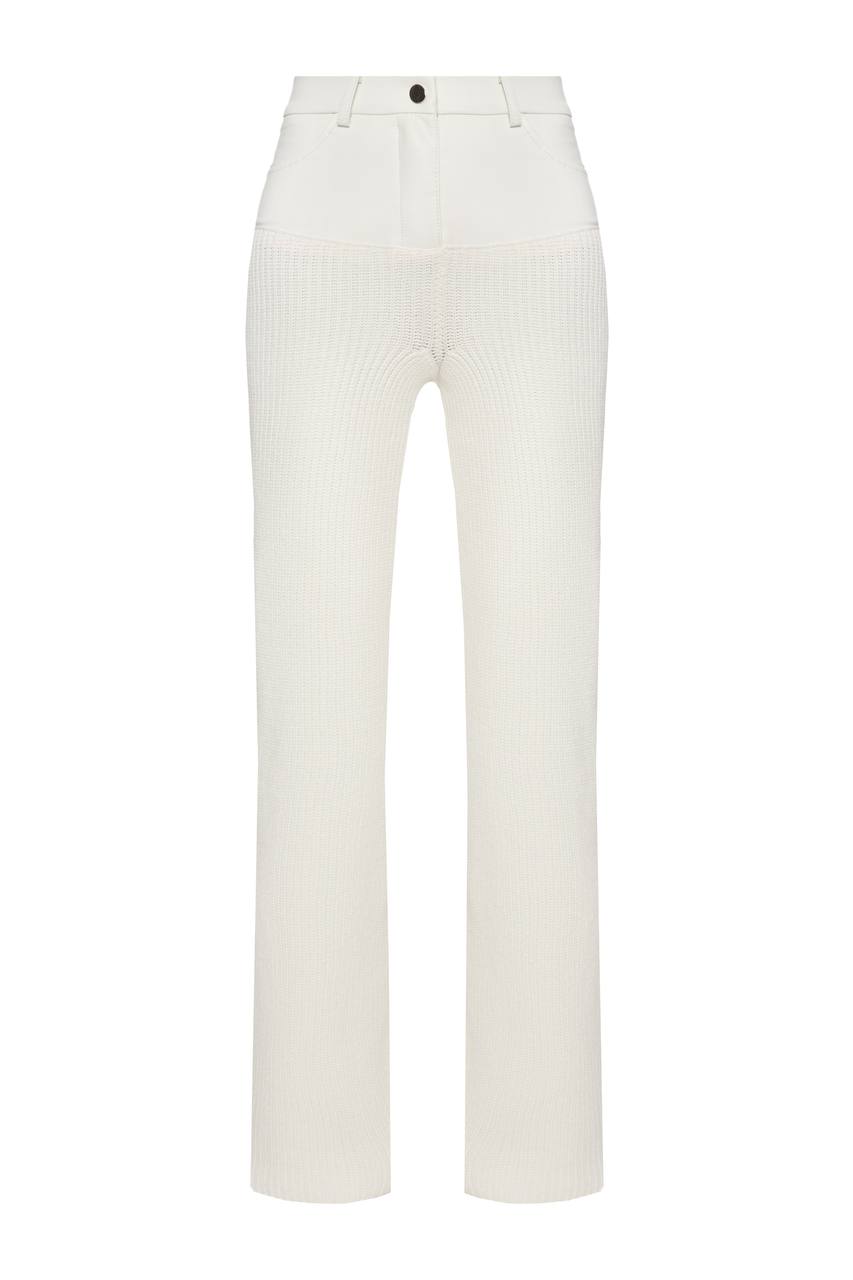Knitted pants with vegan leather choker
