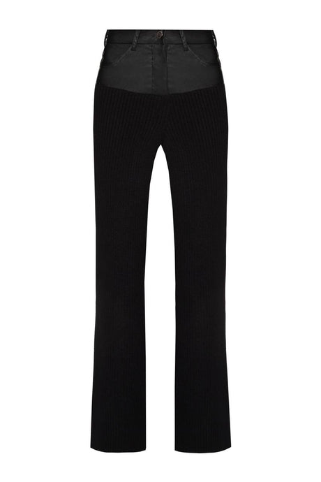 Knitted pants with vegan leather choker