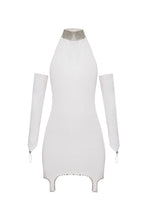 Load image into Gallery viewer, Knitted mini dress with crystal choker