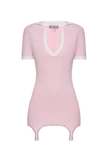 Knitted polo dress with crystal straps