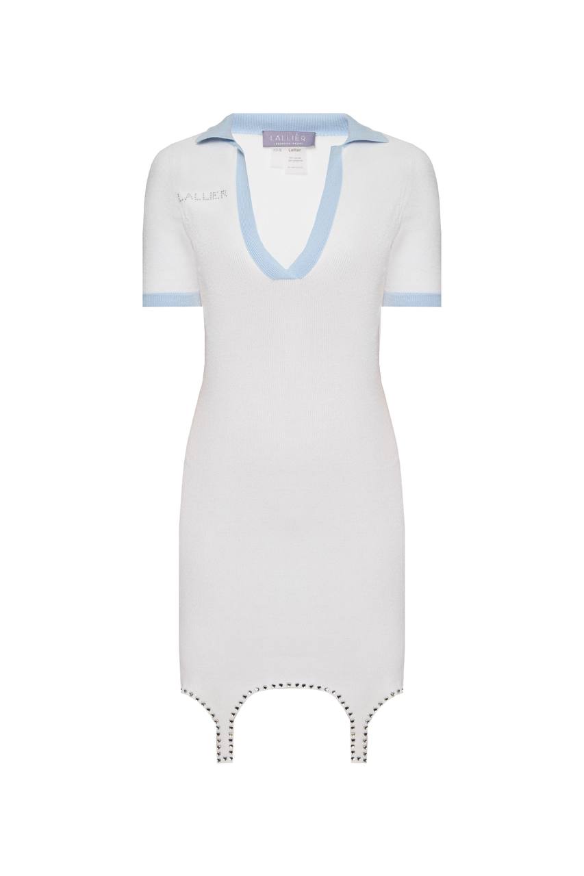 Knitted polo dress with crystal straps