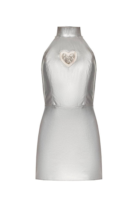 Vegan leather mini dress with open back