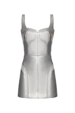Load image into Gallery viewer, Vegan leather mini dress with fringe decorations