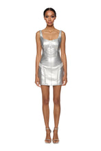 Load image into Gallery viewer, Vegan leather mini dress with fringe decorations