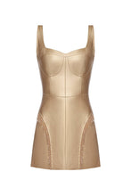 Load image into Gallery viewer, Vegan leather mini dress with fringe decorations