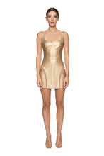 Load image into Gallery viewer, Vegan leather mini dress with fringe decorations