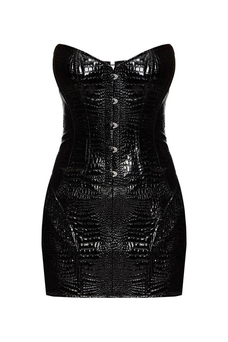 Vegan crocodile leather mini dress