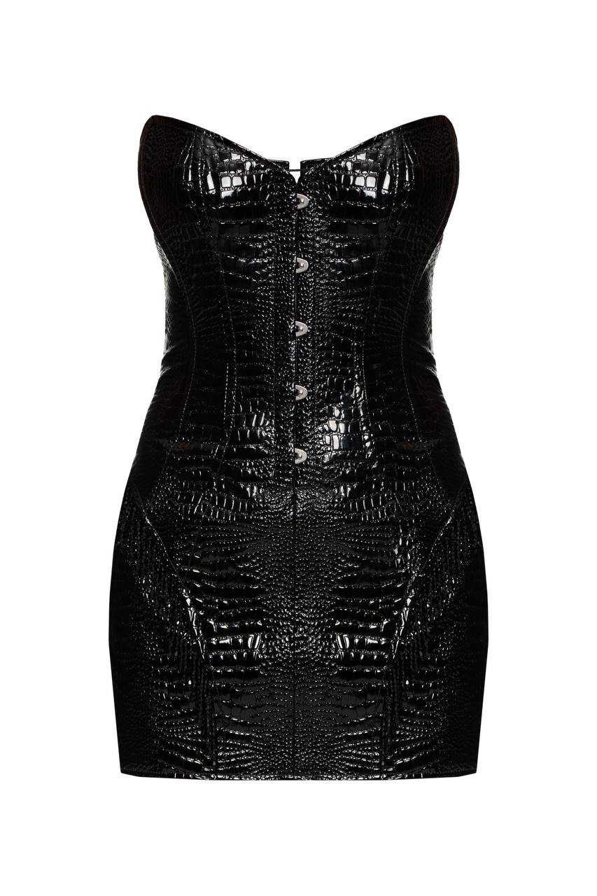 Vegan crocodile leather mini dress