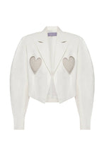 Load image into Gallery viewer, Vegan leather jacket with embroidered hearts