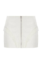 Load image into Gallery viewer, Vegan leather mini skirt with fringes