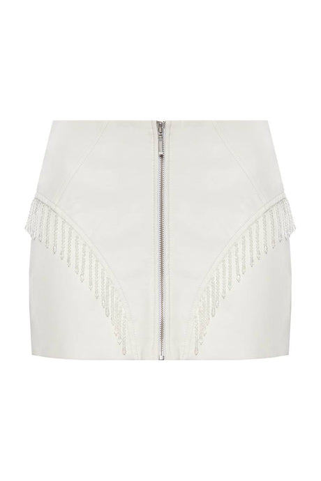 Vegan leather mini skirt with fringes