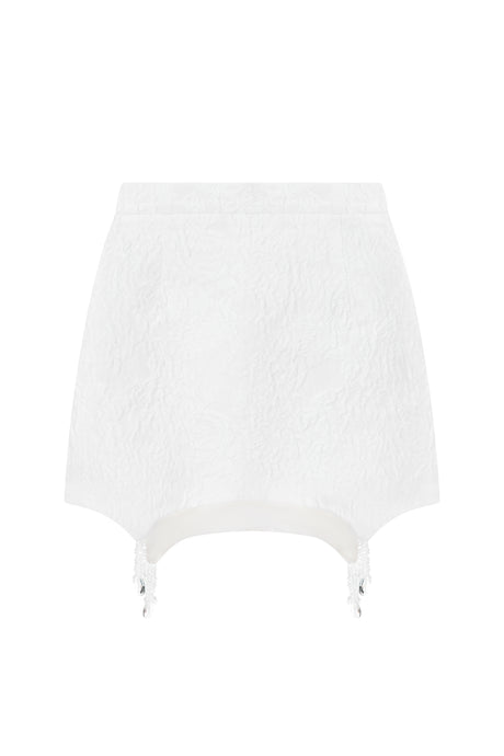 JACQUARD WHITE SKIRT WITH A DROPS DECOR